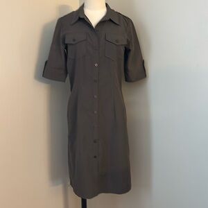 Dex Button Front Military Style Shirt Dress Size 9